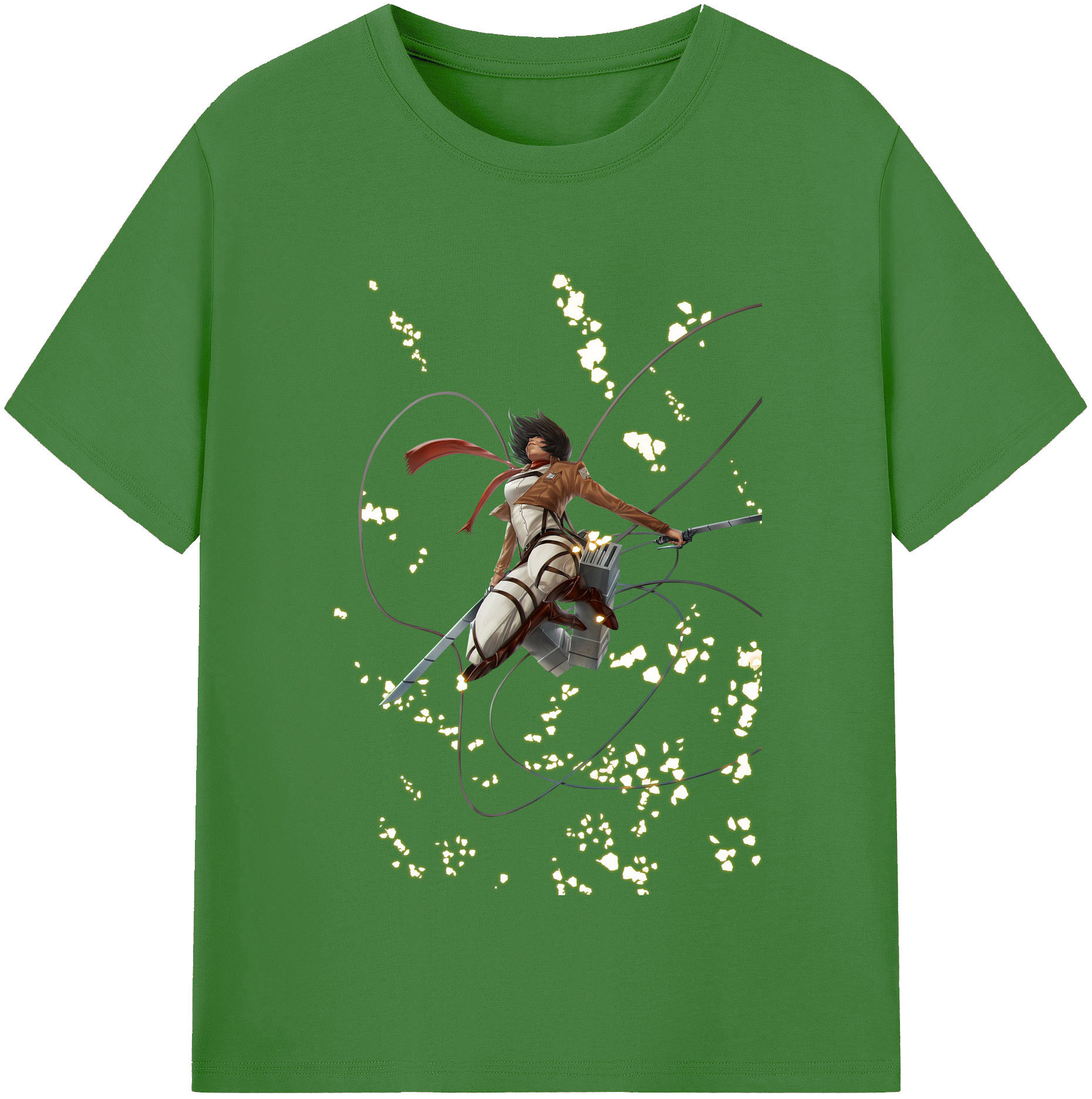 （画像用） 進撃の巨人 ミカサ·アッカーマン Attack on Titan Mikasa Ackerman レディースカジュアルプリントTシャツ（綿100％）